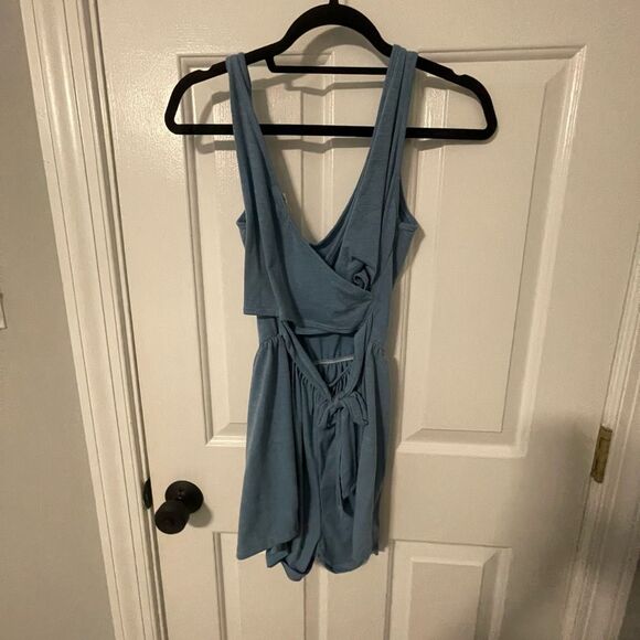 Rolla Coaster Blue Open Back Romper - Picture 3 of 3